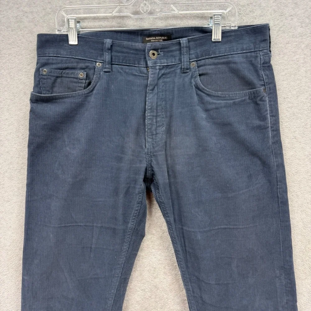Banana Republic Corduroy Pants Mens 33x34 Blue Pima Cotton Cords Distressed‎